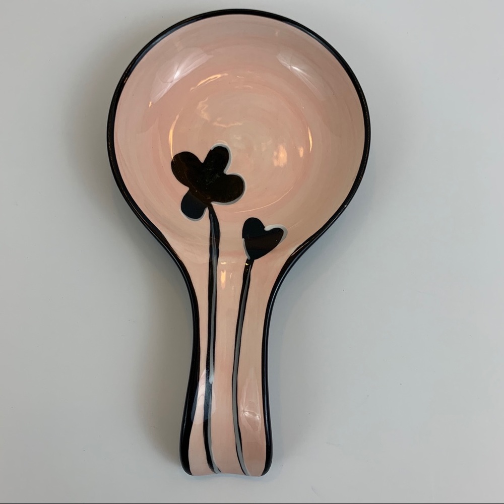 Mary Kay Spoon Rest Ceramic Pink Black Tulip
